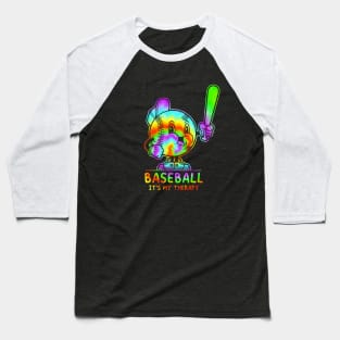 Baseball Its My Therapy Retro Funny Tie Dye Baseball Design Baseball T-Shirt